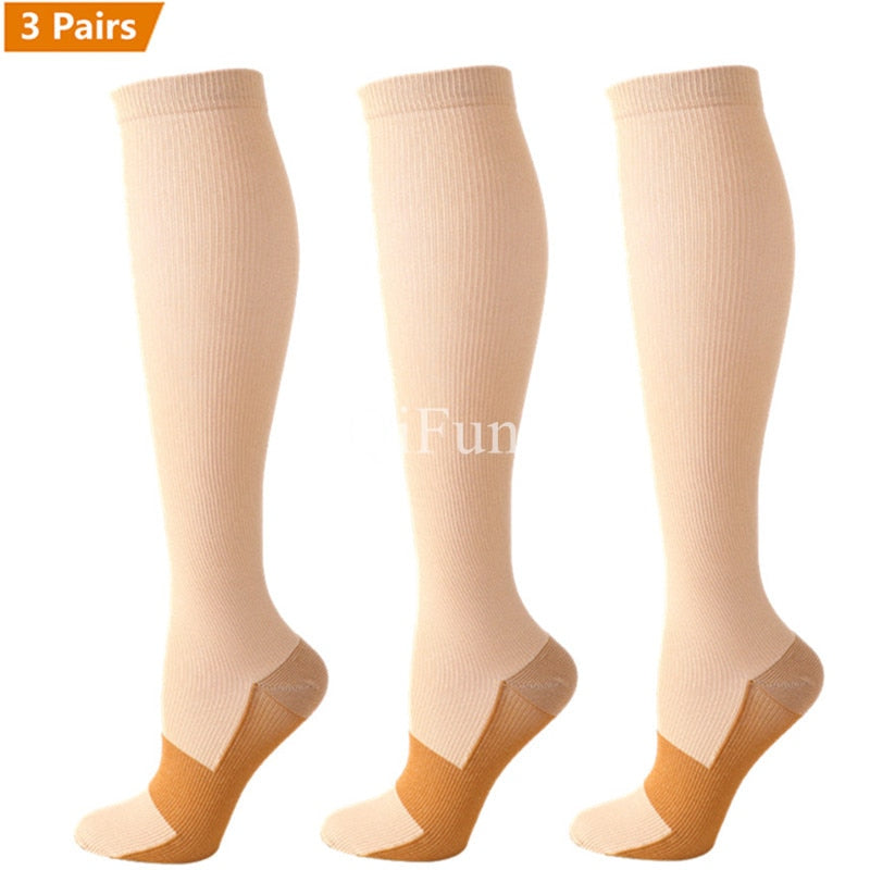 3 Pares de meias de compressão unissex